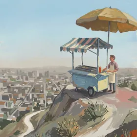 Hot dog cart on Runyon